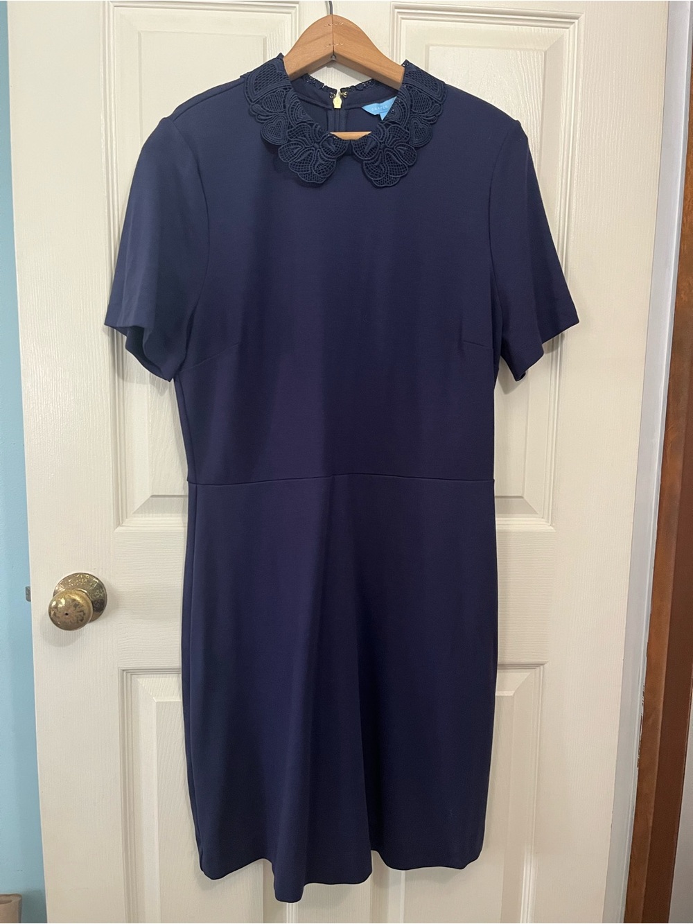 Draper James Dress with Crochet Collar L Short Sleeve Career